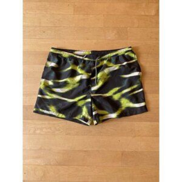 Other - Men's Black & Lime Green Swim Trunks - Athletic Beach Shorts